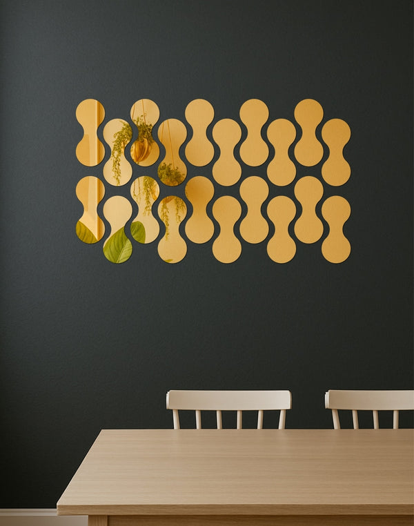 Infinity Loop Golden Acrylic Mirror Stickers – Set of 20 Decorative Wall Stickers