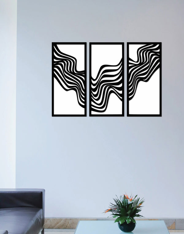 Waveform Rhythm – 3-Piece Abstract Wall Panel Set