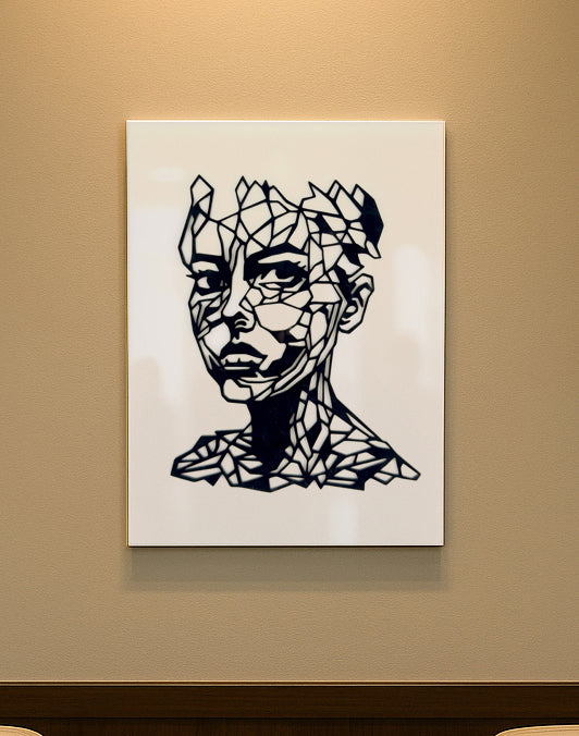 Fractured Grace – Geometric Portrait Panel