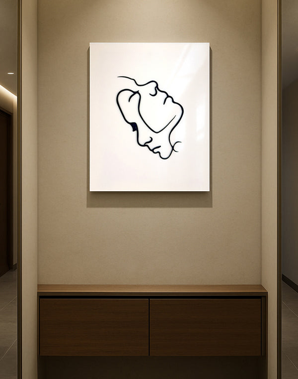 Silent Intimacy – Minimalist Couple Line Art Panel