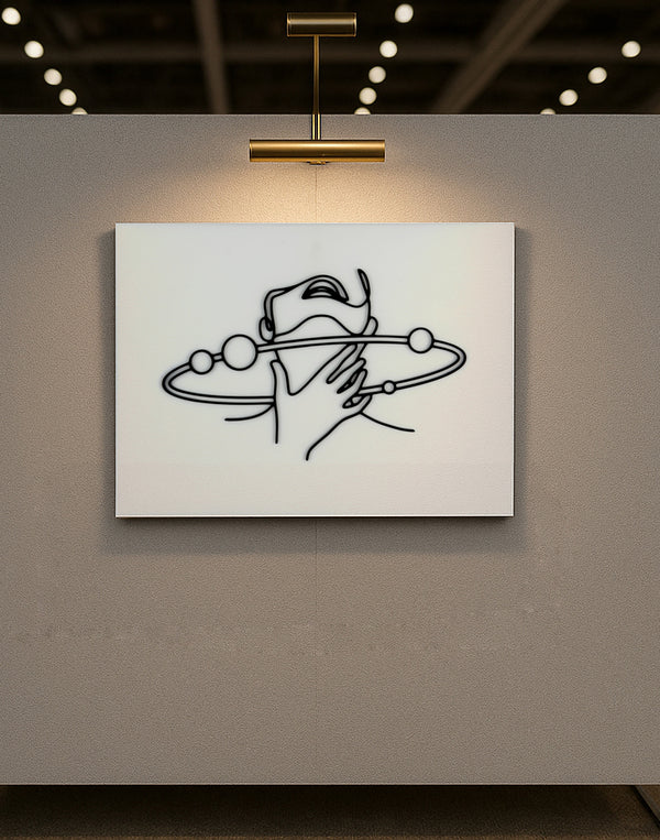 Orbit of Thought – Cosmic Line Art Panel