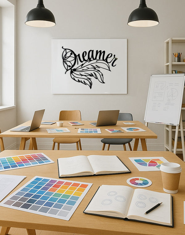 Dreamer’s Emblem – Feathered Word Art Panel