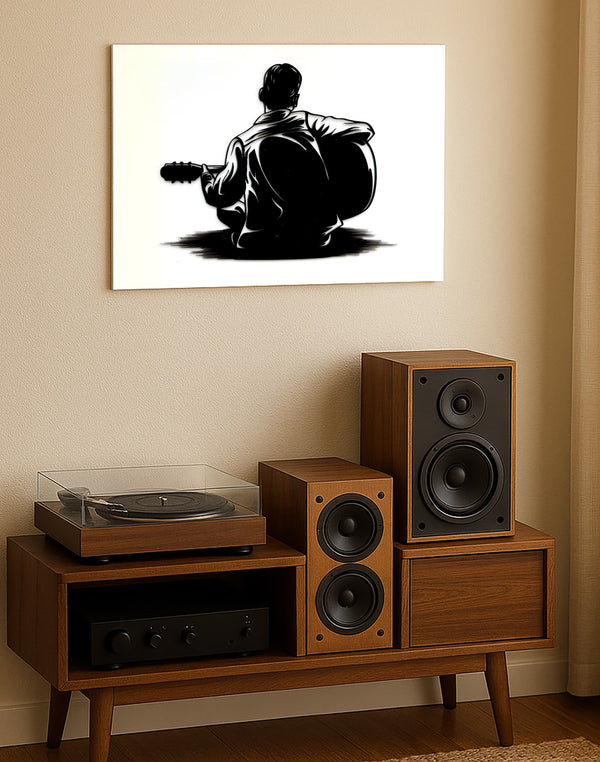 Backstage Melody – Minimalist Guitarist Wall Art