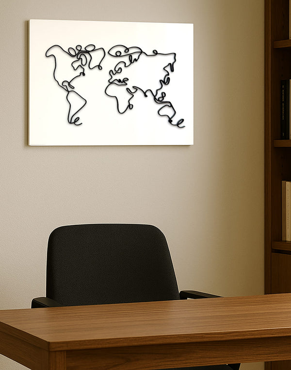 One Line World – Minimalist World Map Wall Art on Glossy Acrylic