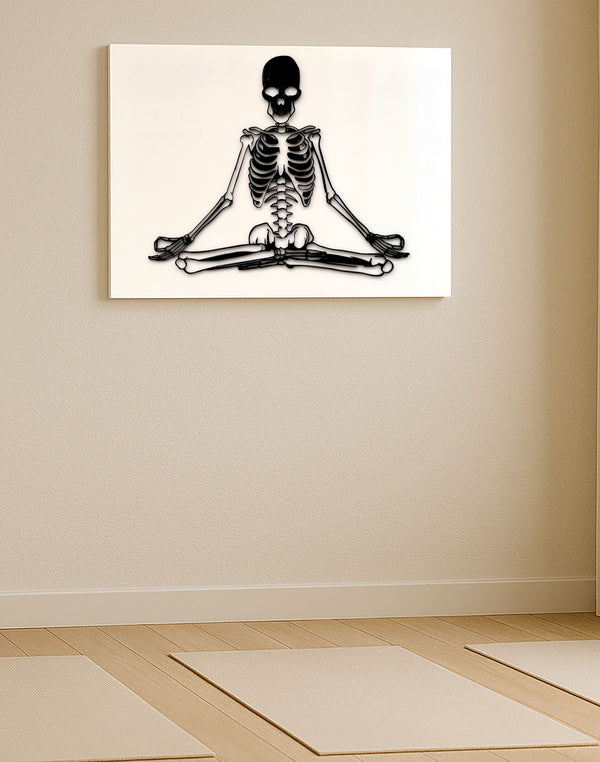 Meditative Skeleton – Dark Humor Yoga Art on Acrylic