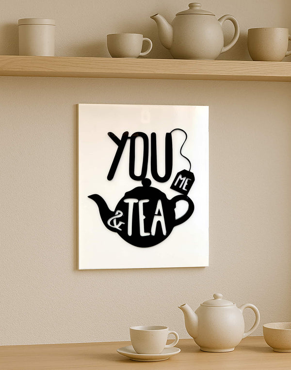You, Me & Tea – Whimsical Kitchen Wall Art on Glossy Acrylic