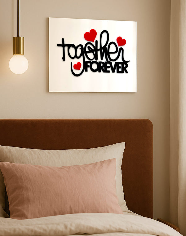 Together Forever – Romantic Quote Acrylic Wall Art with Hearts