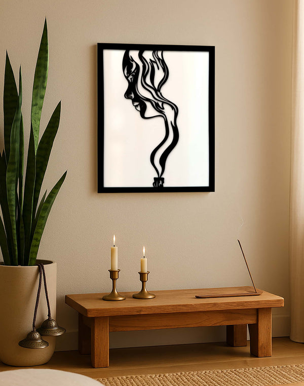 Soul in Smoke – Abstract Face Line Art Panel