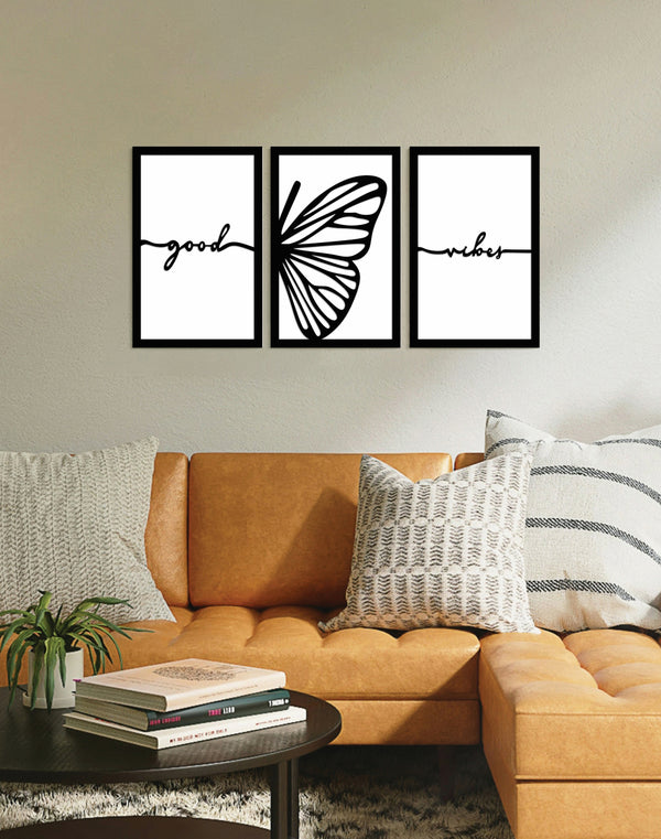 Good Vibes Only – Butterfly Wing 3-Piece Acrylic Wall Panel