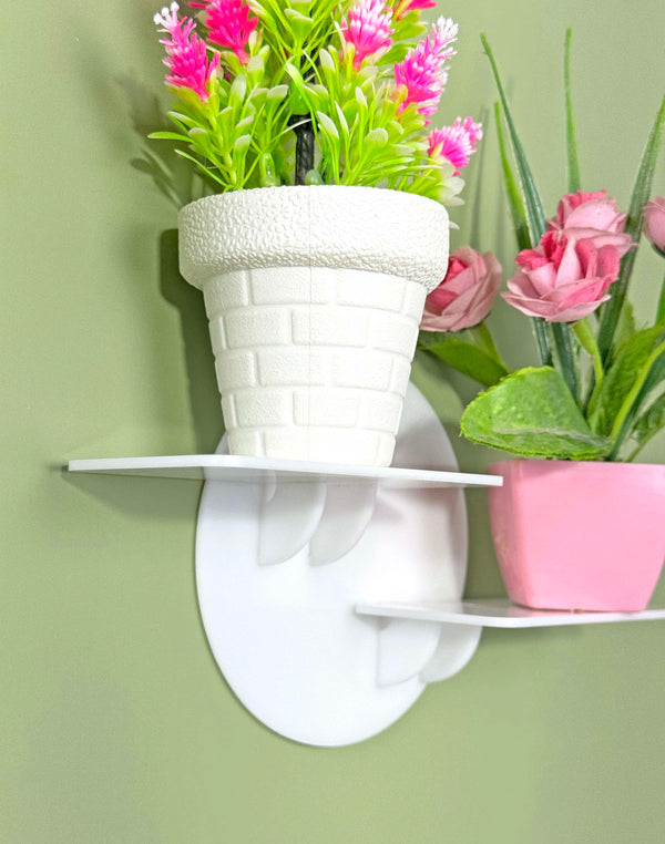 Wall-Mounted Dual Shelf – Glossy White Acrylic (Set of 2)