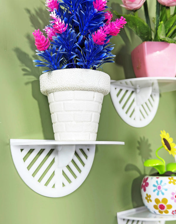 Half Circle Wall Shelves – Set of 4 Glossy White Acrylic Floating Racks