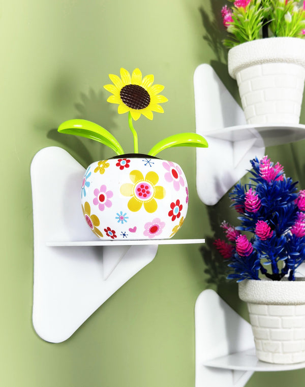 Triangle Wall Shelves – Set of 4 Glossy White Acrylic Mini Racks