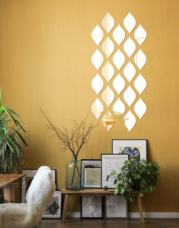 Silver LeafWave – Acrylic Mirror Wall Stickers