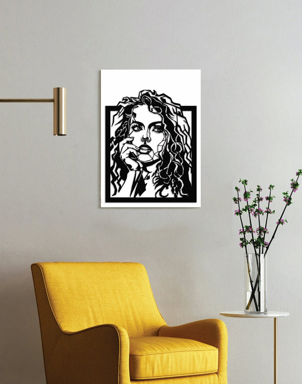 Modern Gaze – Geometric Line Art Portrait Wall Panel