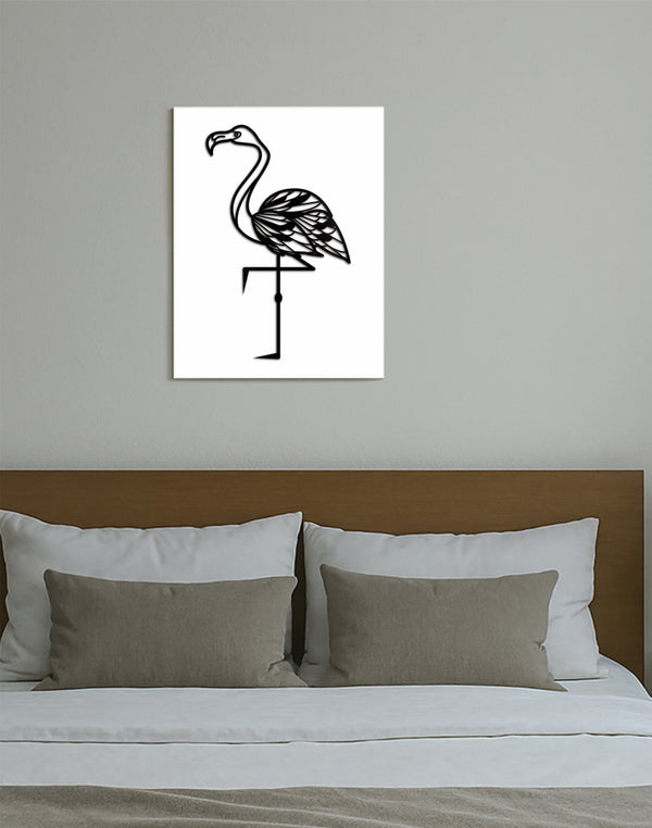 Poised Elegance – Flamingo Line Art Wall Panel