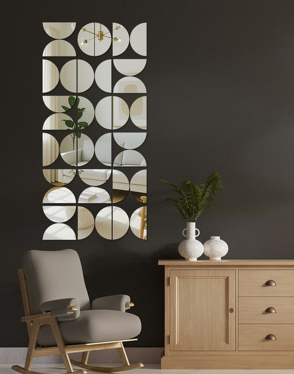 Modular Halo – Silver Half Circle Acrylic Mirror Sticker Set